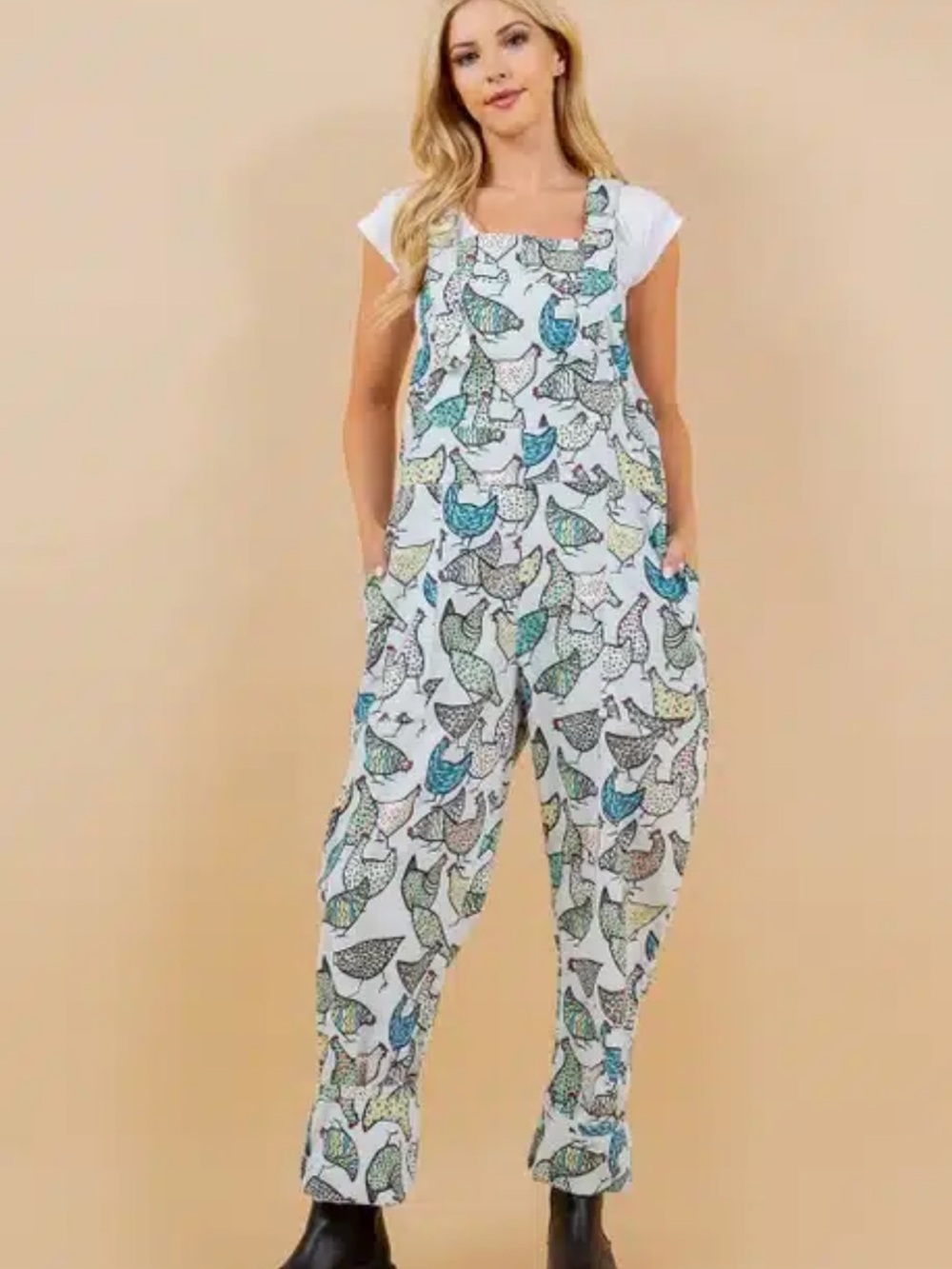LA Soul Retro Chicken Print corduroy overalls - Picture 5 of 12